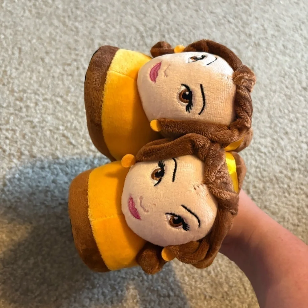 Disney Belle Plush 3D Slippers NEW 7/8 11/12 Girls Toddler Yellow Princess